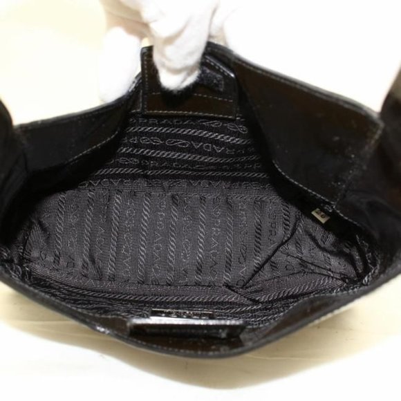 Prada Asymmetrical Brown Patent Leather Hobo Style Shoulder Bag - Picture 5 of 9